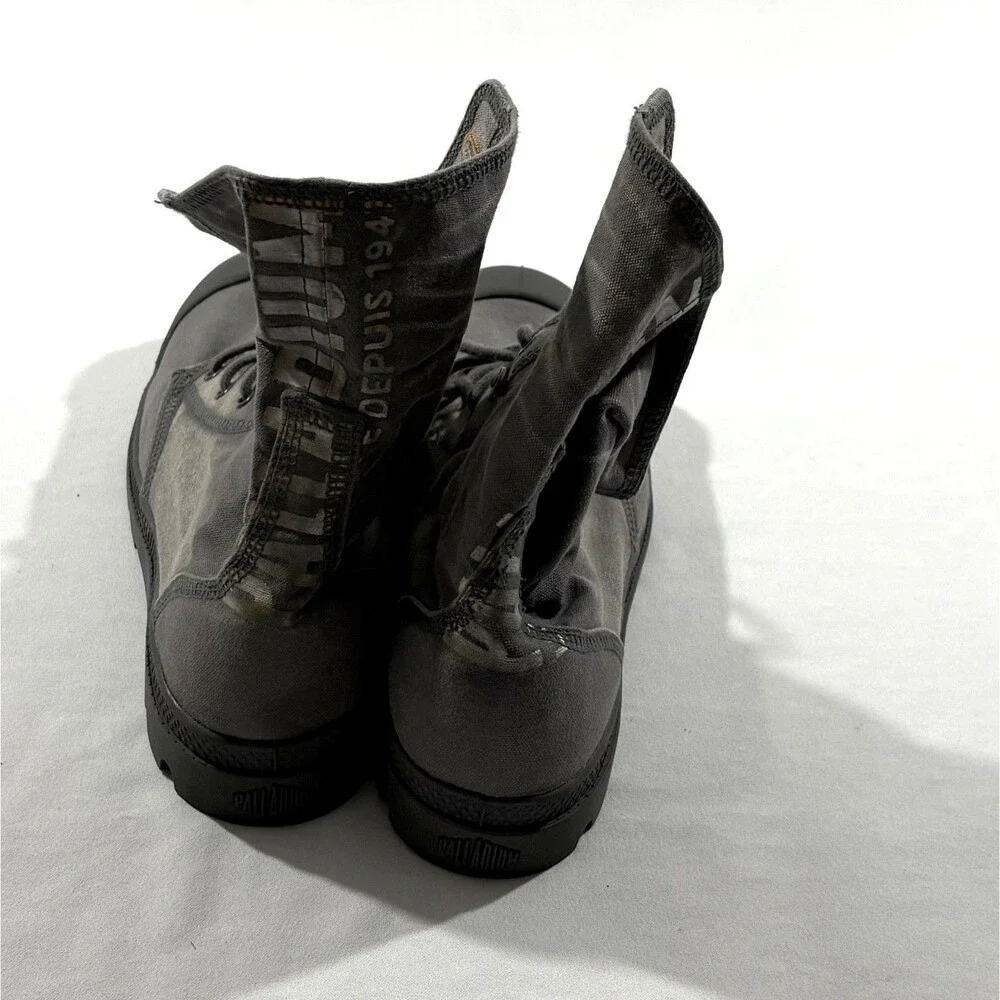 Palladium Gray Baggy City Shell Canvas Fold Over Lace Boots Mens Shoes Sz 11.5